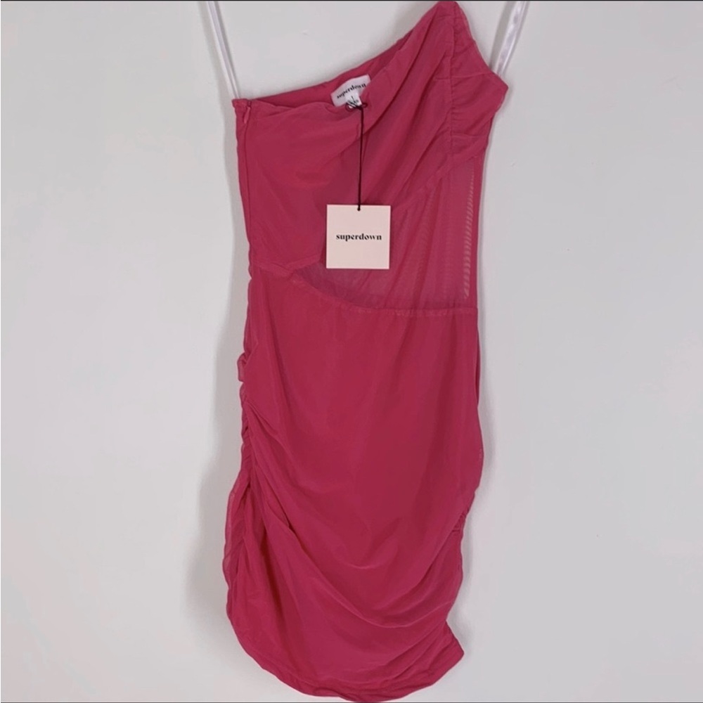 superdown Jerica Mesh Mini Dress in Hot Pink Size S - Picture 5 of 6